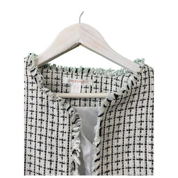 Love & Liberty Tweed Style Light White and Black Squares Details Jacket M - Picture 3 of 4